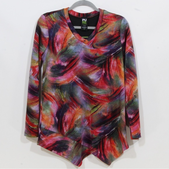 Pure Essence Women's Black Multicolor Long Sleeve Blouse Size Small NWT - Picture 2 of 6
